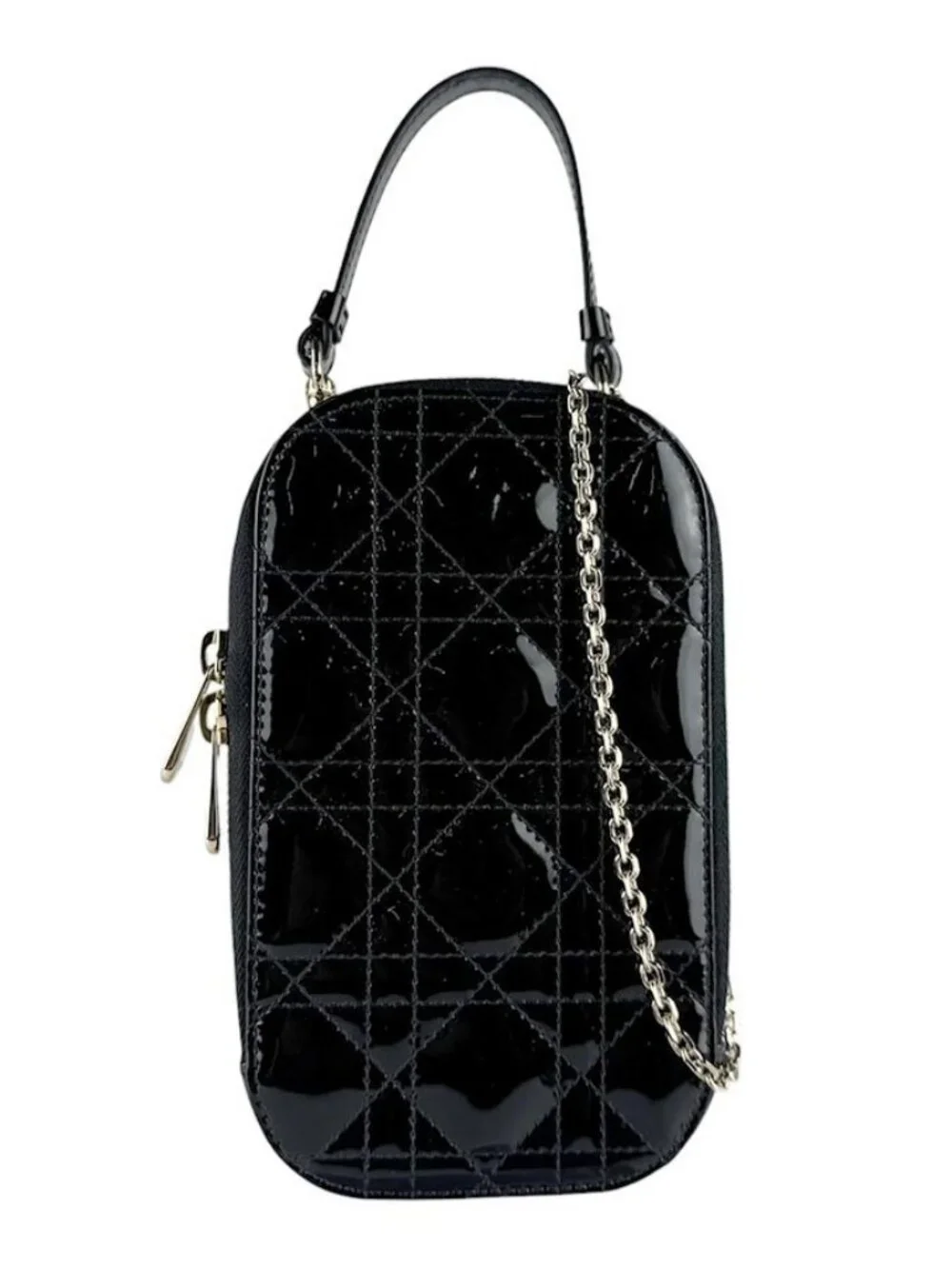Christian Dior Phone Pouch Case Black/Gold Patent Leather/Metal